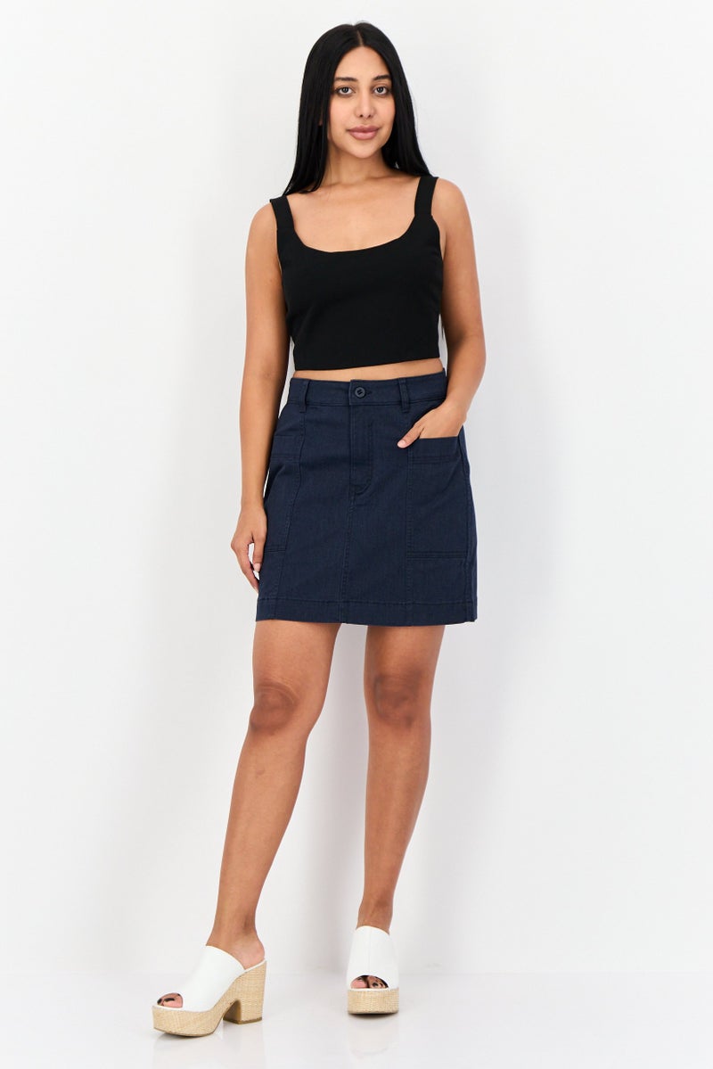 ESPRIT Women Washed Denim Mini Skirt, Navy - Image 3