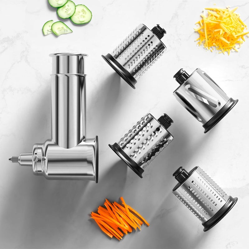 InnoMoon Stainless Steel Slicer Shredder Attachment for KitchenAid Stand Mixer, Cheese Grater Attachment for KitchenAid, Salad Maker, Grinding Powder, Dishwasher Safe with 4 Blades by - Image 3