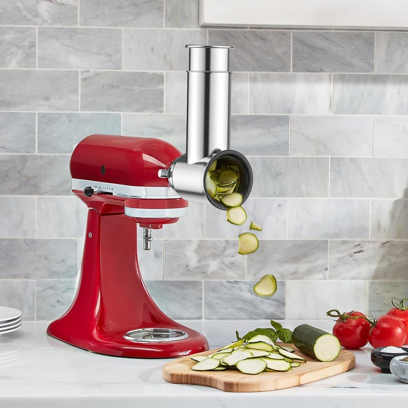 InnoMoon Stainless Steel Slicer Shredder Attachment for KitchenAid Stand Mixer, Cheese Grater Attachment for KitchenAid, Salad Maker, Grinding Powder, Dishwasher Safe with 4 Blades by - Image 5