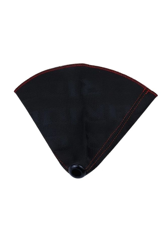 Black JDM Style Bride Canvas Gear Shift Knob Boot Cover with Red Stitching - Image 5