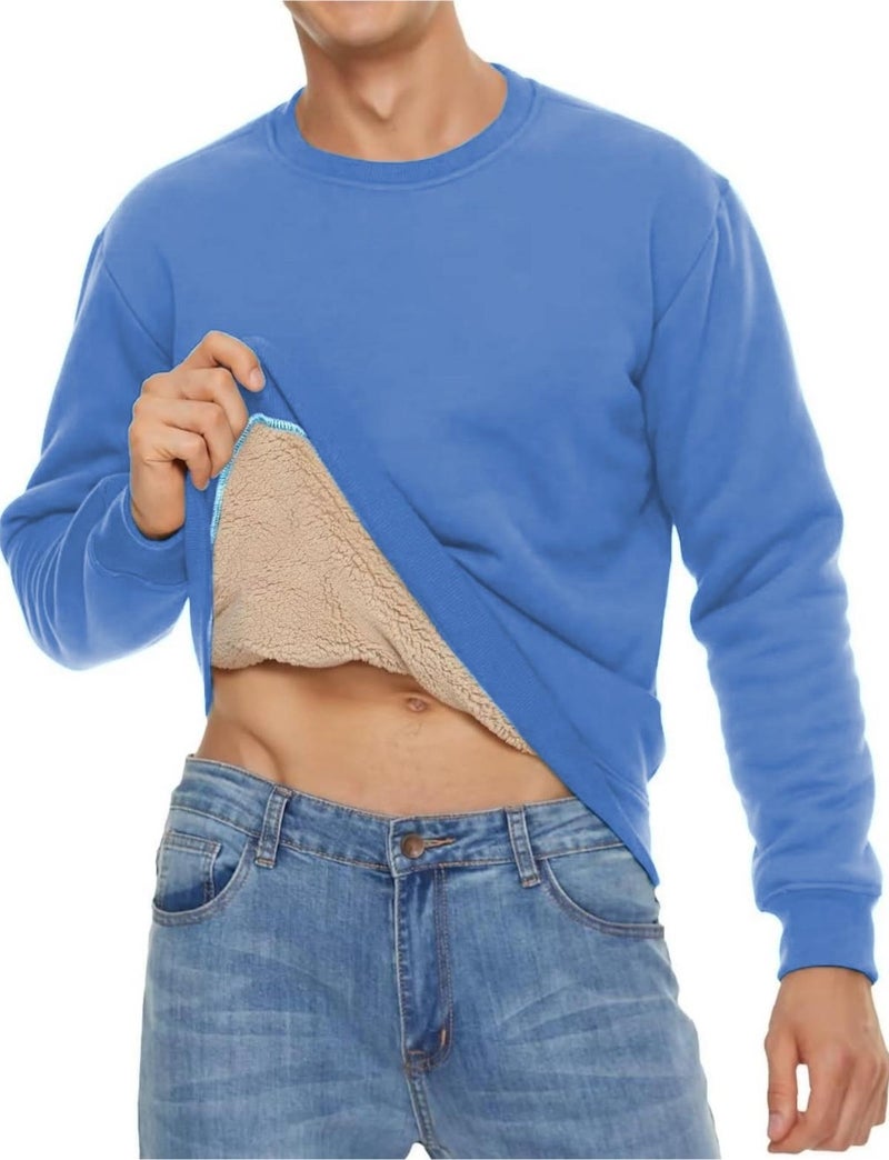 Men's Ultra Thermal Sherpa Plush Lined Crew Neck Sweatshirt