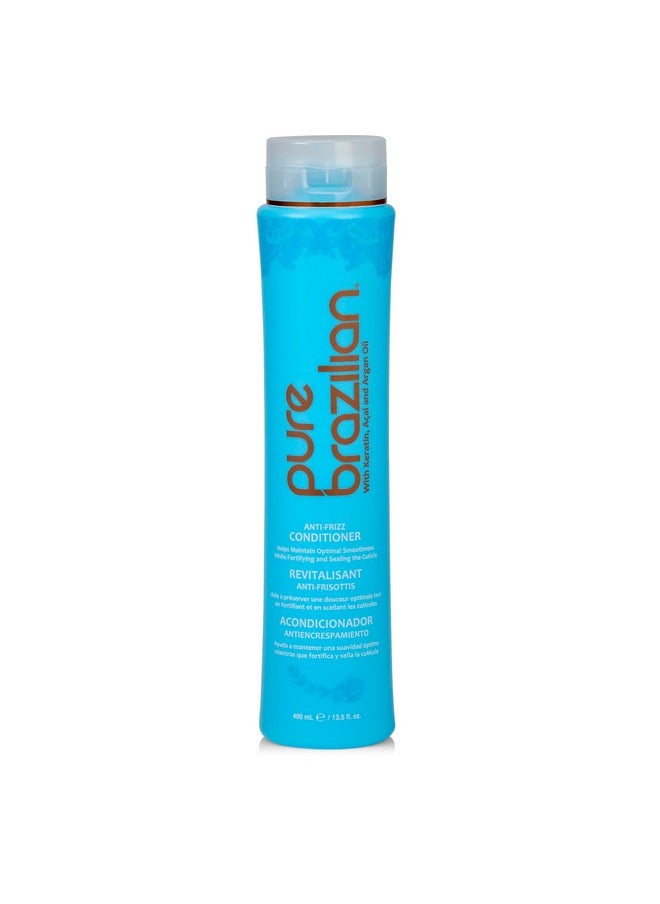 Pure Brazilian PURE BRAZILIAN Anti-Frizz Daily Conditioner with Keratin and Acai, Smoothing and Strengthening Complex for Shinier Hair without Frizz, 13.5 Oz  - Image 1