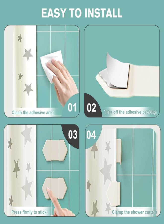 HENGI 3 Pack Magnetic Silicone Shower Curtain Clips for Liners, Self-Adhesive Waterproof Splash Guards, Strong Magnet Curtain Holders Keep Liner Sealed to Wall, Windproof Easy Installation No-Drill (White) - Image 4
