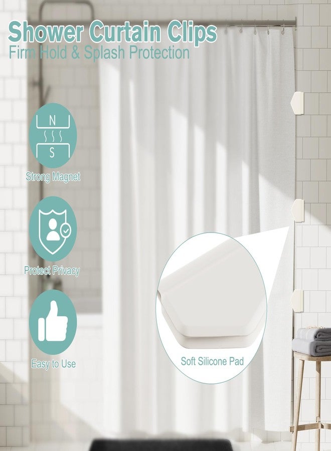 HENGI 3 Pack Magnetic Silicone Shower Curtain Clips for Liners, Self-Adhesive Waterproof Splash Guards, Strong Magnet Curtain Holders Keep Liner Sealed to Wall, Windproof Easy Installation No-Drill (White) - Image 2