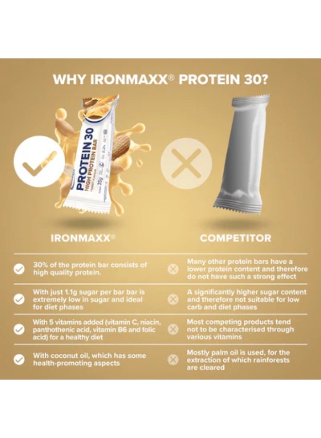 IronMaxx PROTEIN 30 Bar | 24 x 35g | 30% Protein, Peanut Flavour, Low Sugar, Vitamin-Enriched - Image 4