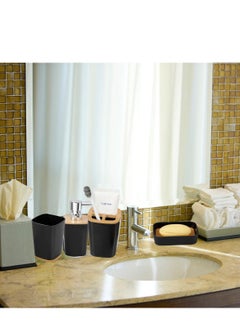 ماركة غير محددة طقم إكسسوارات للحمام من 6 قطع طقم اكسسوارات حمام  يشمل فرشاة تواليت وموزع صابون وصندوق قمامة وحامل فرشاة اسنان وصبانة وكوب  - Image 5