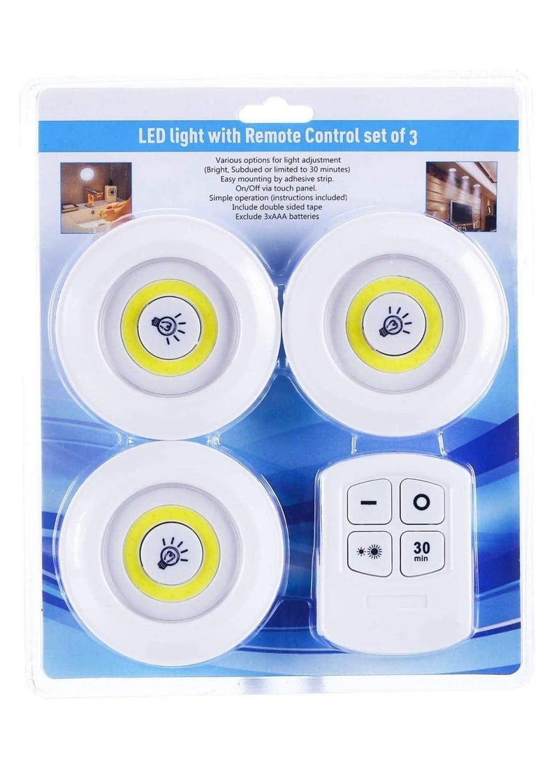 Generic - Led spot lights with remote control for emergency and multi-use decoration in home and Office 3 white pieces from Rana store - Image 1
