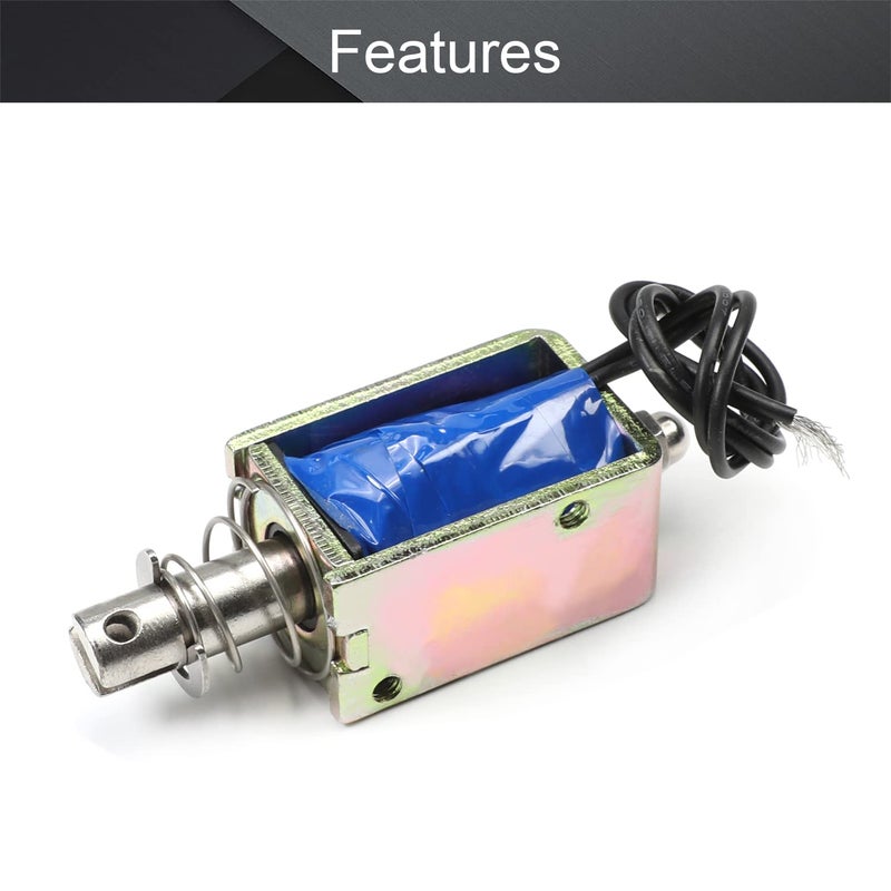 Fielect DC 12V 25N Push Pull Type Solenoid Electromagnet, 0.4A 10mm Stroke, Open Frame Type Solenoid, Linear Motion, JF-1039B - Image 3