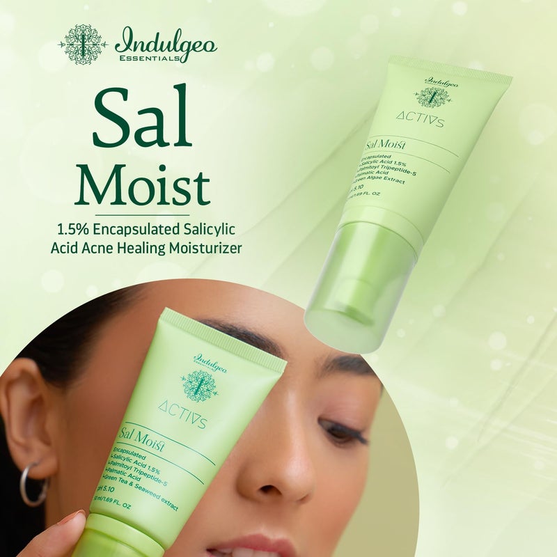INDULGEO ESSENTIALS Sal Moist Encapsulated Salicylic Acid Acne Healing Face Cream Moisturiser 15 50Ml - Image 2