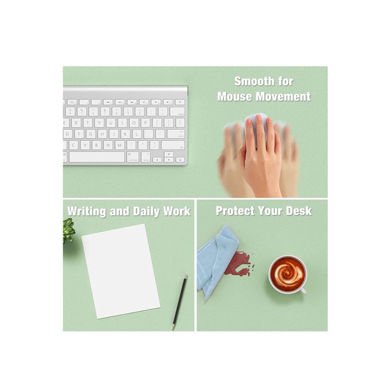 Zikra Desk Pad, PU Leather Mouse pad Desk mat, Microfiber Desk pad Mouse pad, Waterproof Desk Mat for Desktop, Laptop Keyboard Mat, Non-Slip Desk Writing Pad for Office, Lake Green (11.8''X23.6'') - Image 4