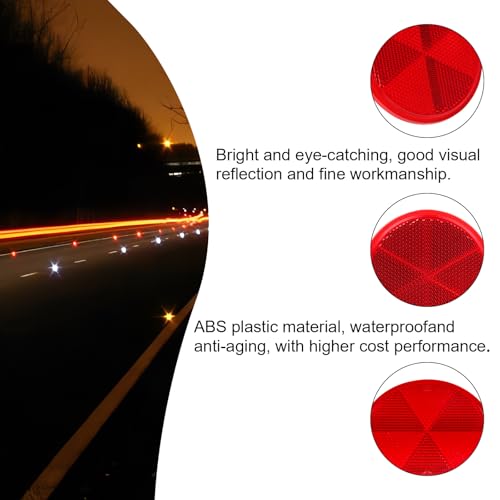 Yinaolan 10 Pack 3 Inch Red Self Adhesive Round Reflectors, Road Safety Stick-on Rear Reflectors for Mailboxes Driveway Trailer Caravan Tunnels Truck Tractor Boat Lorry Motorcycle - Image 5