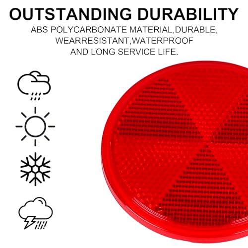 Yinaolan 10 Pack 3 Inch Red Self Adhesive Round Reflectors, Road Safety Stick-on Rear Reflectors for Mailboxes Driveway Trailer Caravan Tunnels Truck Tractor Boat Lorry Motorcycle - Image 4