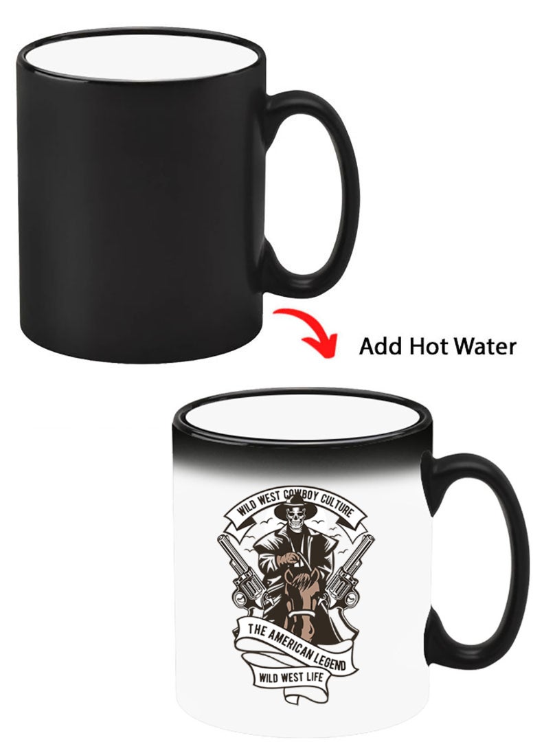 Theodor Color Changing Heat Sensitive Ceramic Mug, Image Revealed When HOT Liquid is Added! Wild west cowboy culture - Image 1