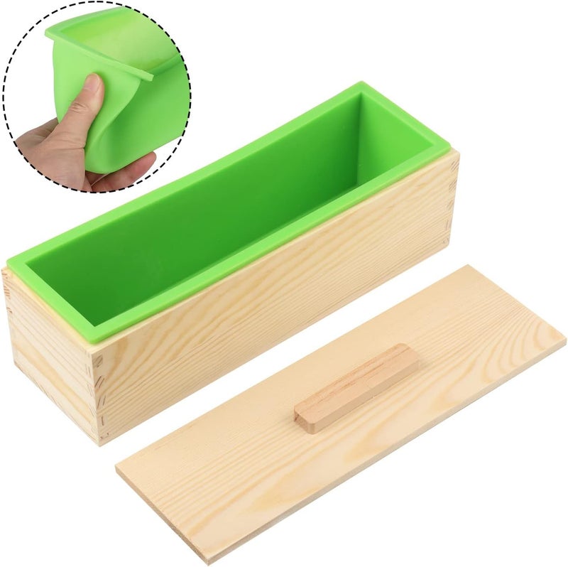 Undy Soap Mold for Soap Making with Wooden Box and Lids Multipurpose Rectangle Silicone Loaf Mould Cake Soap (Pack of 2 Wooden Box + Loaf + Lid) - Image 5