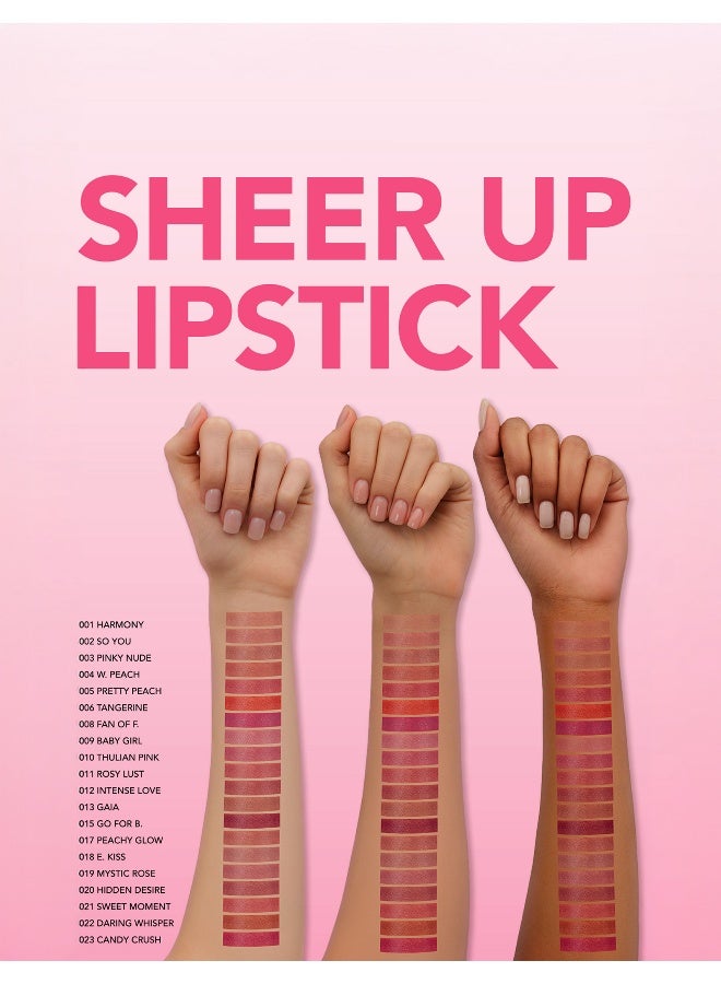 flormar Sheer Up Lipstick – 012 Intense Love – Semi-Transparent Moisturizing Lipstick, Glossy Color Finish, Oil-Enriched Smoothing Texture - Image 4