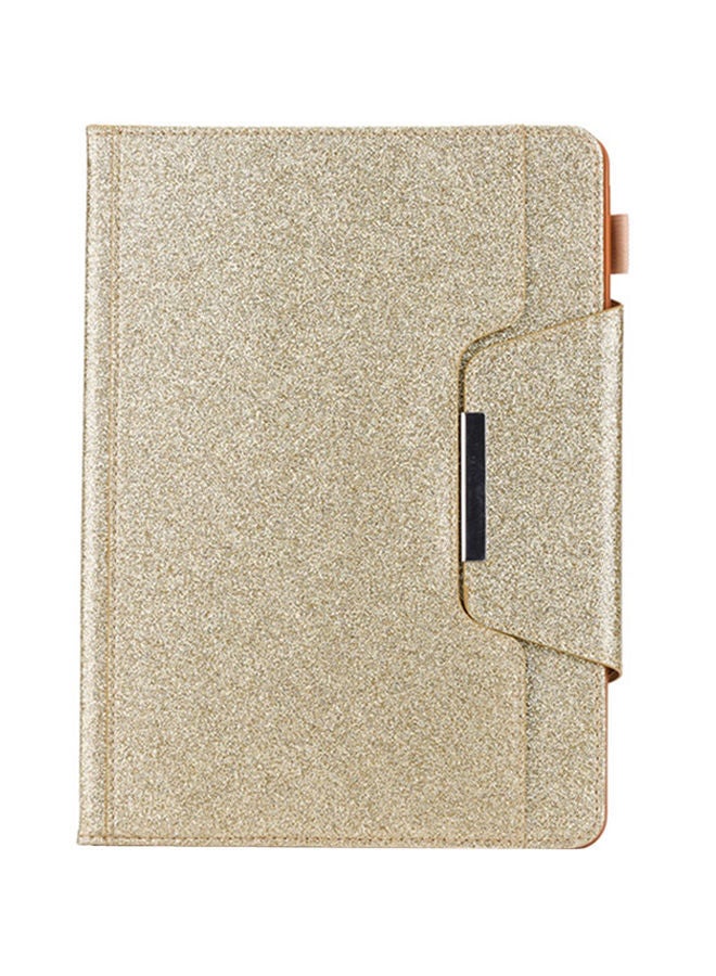 NIBEMINENT Glitter Powder Horizontal Flip Leather Case With Holder And Card Slot Photo Frame Wallet For Apple iPad 10.2 inch Gold  - Image 1