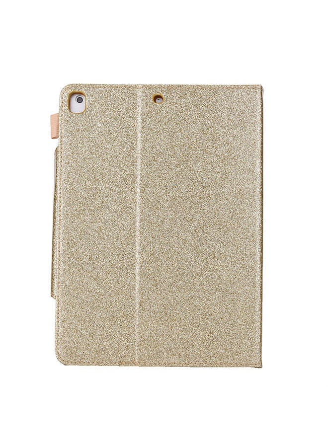 NIBEMINENT Glitter Powder Horizontal Flip Leather Case With Holder And Card Slot Photo Frame Wallet For Apple iPad 10.2 inch Gold  - Image 2