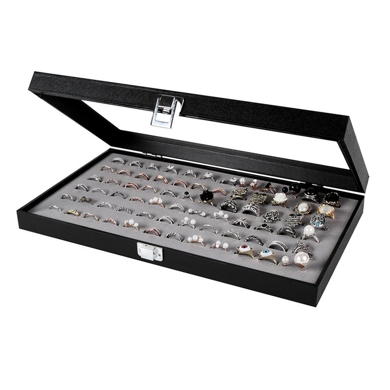 J JACKCUBE DESIGN Ring Organizer Versatile Ring Display Case and Ring Case Perfect for Storing and Showcasing Multiple Rings Elegant Ring Jewelry Box and Storage Solution Gray Velvet MK248C