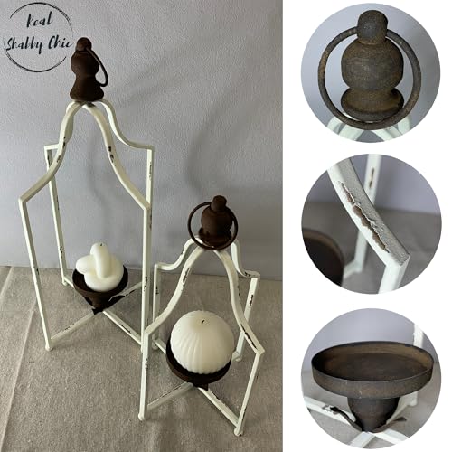 Fenisam 12.5" & 16.5" Timeless Cozy Decorative Lanterns Set of 2, Handcrafted Metal Iron Candle Holders, Farmhouse Elegance Fireplace Mantel Table Festive Gatherings Decor - Image 4