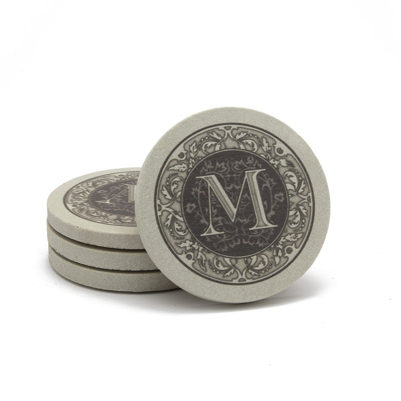 ثيريستي ستون Strstystone من 4 عبوات حرف Monogram ، Mandstone Stakests المصنعة في الولايات المتحدة الأمريكية المصممة المسماوات بسهولة تنظيف - Image 1