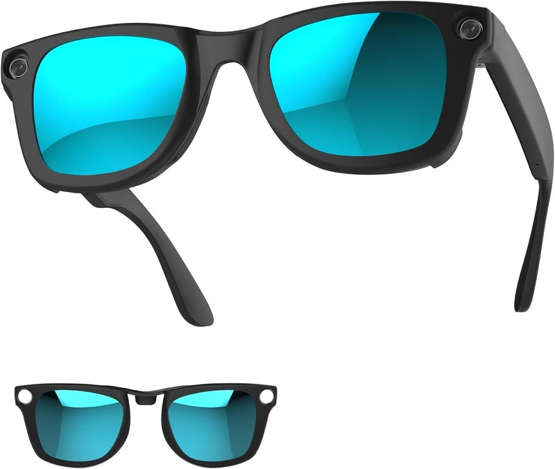 RCstyle HiBloks Polarized Clip-on Compatible with Ray-Ban Meta Wayfarer RW4008 & Gen 2 RW4012 Large 53-22, Matte Black Frame Discoloration Clip for Rayban Meta Gen 2 Accessories (Blue) - Image 1