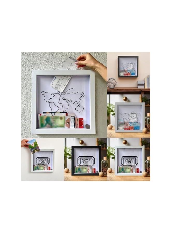 The Bros صندوق أرشيف المغامرات، صندوق سفر للذكريات، هدية عيد الحب له، صندوق ذكريات للاحتفاظ بالتذكارات، الجوائز، الميداليات، الزفاف، التذاكر، والصور (حروف سوداء، 12 * 12 بوصة) - Image 4