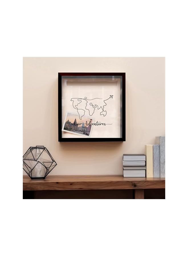 The Bros صندوق أرشيف المغامرات، صندوق سفر للذكريات، هدية عيد الحب له، صندوق ذكريات للاحتفاظ بالتذكارات، الجوائز، الميداليات، الزفاف، التذاكر، والصور (حروف سوداء، 12 * 12 بوصة) - Image 3