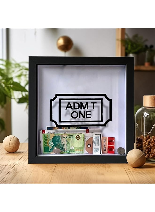 The Bros صندوق أرشيف المغامرات، صندوق سفر للذكريات، هدية عيد الحب له، صندوق ذكريات للاحتفاظ بالتذكارات، الجوائز، الميداليات، الزفاف، التذاكر، والصور (حروف سوداء، 12 * 12 بوصة) - Image 1