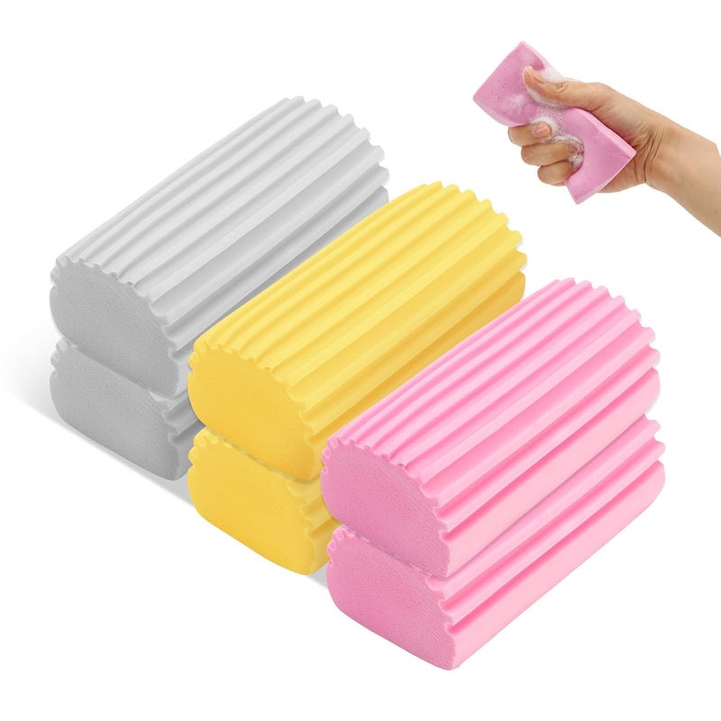 Ashsajkd Ashsajkd 6Pack Damp Clean Duster Sponge Sponge Cleaning BrushScraping Duster Sponge Sponge for Cleaning Venetian Wooden Blinds Vents Radiators Skirting Boards Mirrors and Cobwebs Traps Dust 