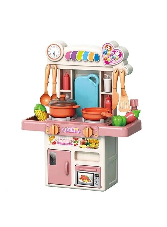 kaidile Pretend Play Mini Plastic Kids Kitchen set Cooking Toys with Sounds & Light & Water Funtion - Image 1