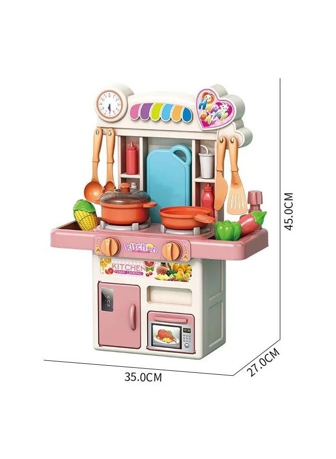 kaidile Pretend Play Mini Plastic Kids Kitchen set Cooking Toys with Sounds & Light & Water Funtion - Image 2