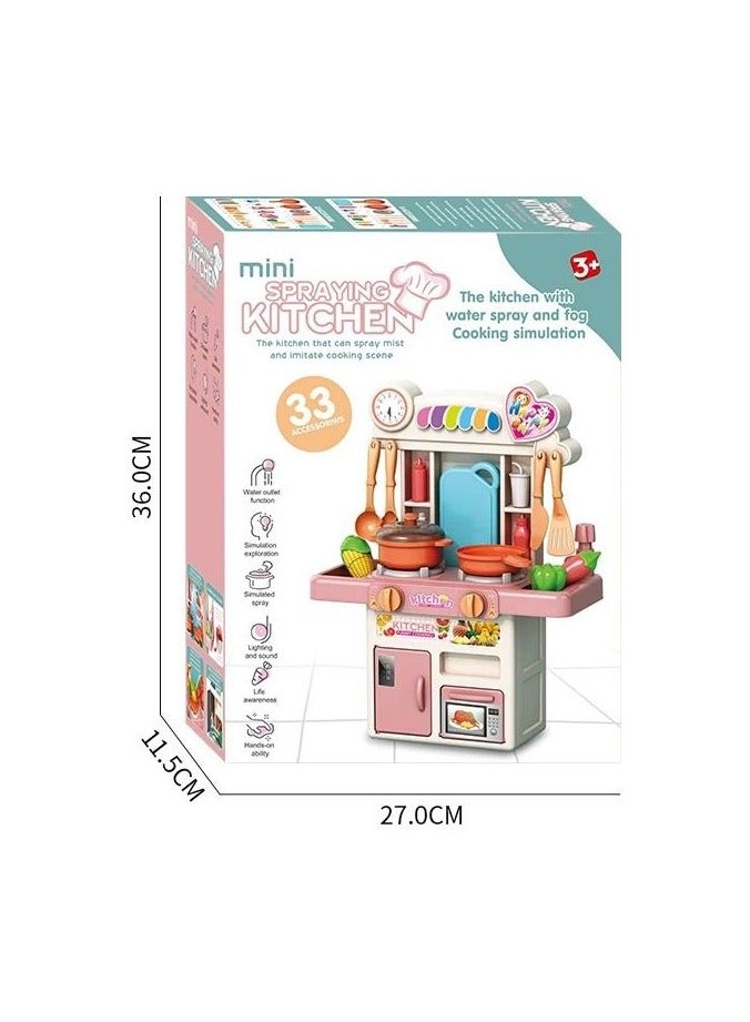 kaidile Pretend Play Mini Plastic Kids Kitchen set Cooking Toys with Sounds & Light & Water Funtion - Image 3