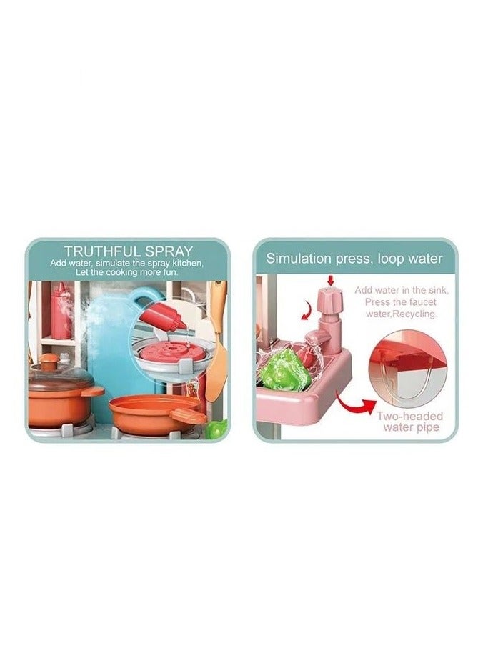 kaidile Pretend Play Mini Plastic Kids Kitchen set Cooking Toys with Sounds & Light & Water Funtion - Image 4