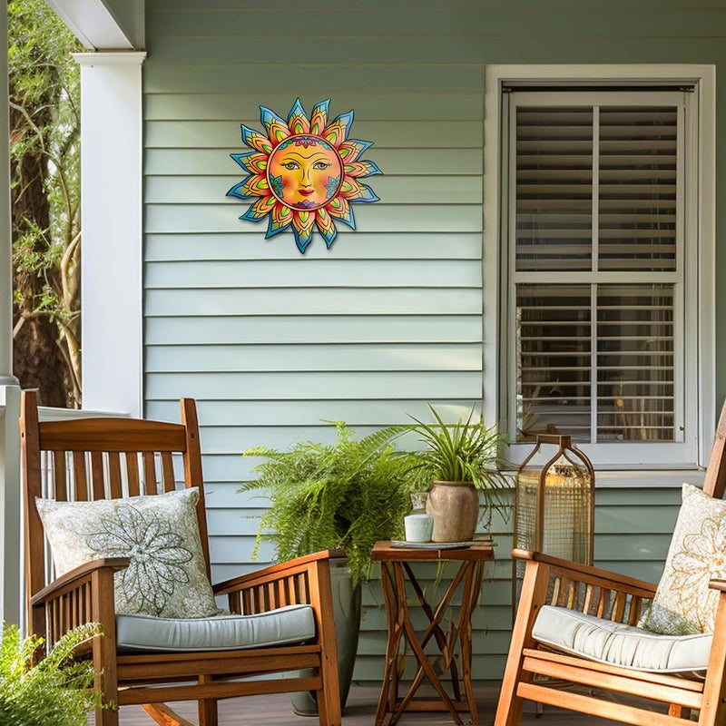 Daogtc Metal Sun Flower Wall Decor,13inches Sun Wall Art Hanging Decoration for Indoor and Outdoor, Garden Farmhouse Yard Patio Fence Living Room Bedroom Decor - Image 5