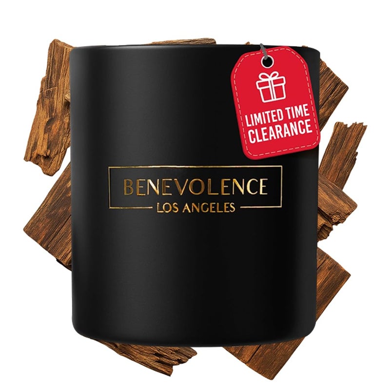 Benevolence LA Oud Wood Christmas Scented Candles | Soy Candles, Black Candle for Home | Holiday Candle Gifts for Women and Men | Home Fragrance | Aromatherapy | 8oz, 45 Hour Burn - Image 1