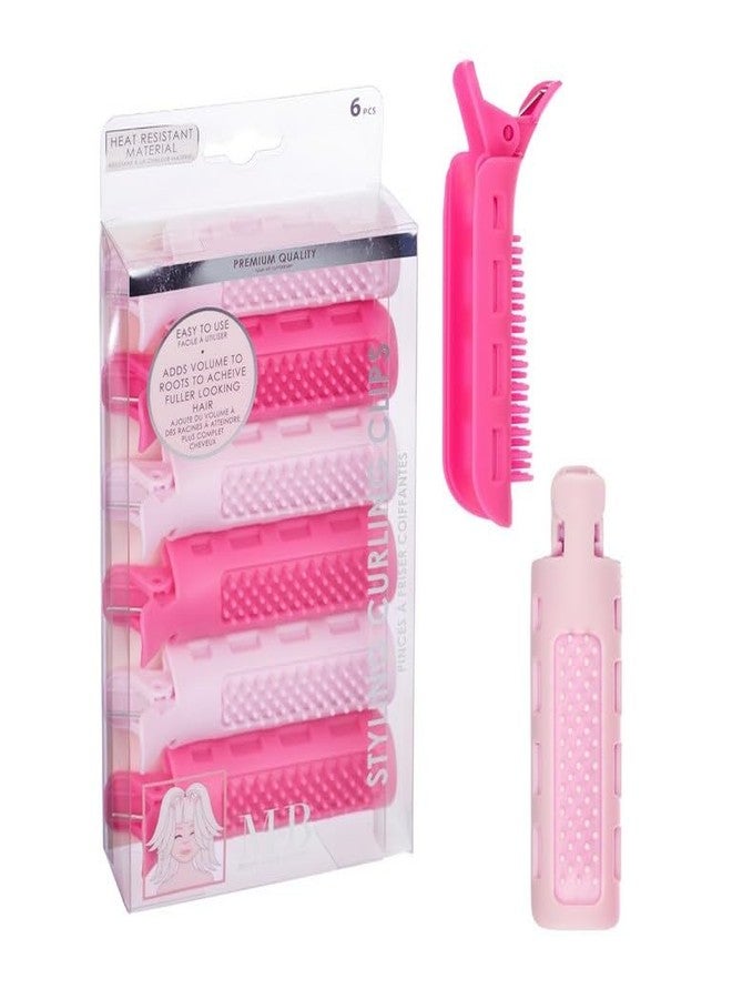 Expressions 6pc Styling Curling Clips - Easy-to-Use Dual-Purpose Hair Clips for Curling and Volumizing |Heat Resistant Hair Clip Set, Premium Quality Hair Accessories for Women (PINK) - Image 1