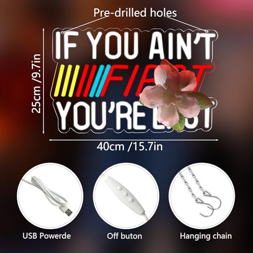 JFLLamp IF You Ain't First,You're Last Neon Sign for Wall LED Bedroom Man Cave Club Bar Hanging Decor Gift for Fans Teens - Image 3
