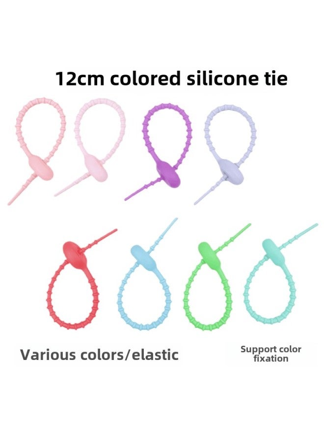 Loquat Tadpole Buckle 120mm Data Cable Winder Organizer Silicone Cable Tie Luggage Clothing Storage Accessories Lanyard-Color:Blue 120mm - Image 2