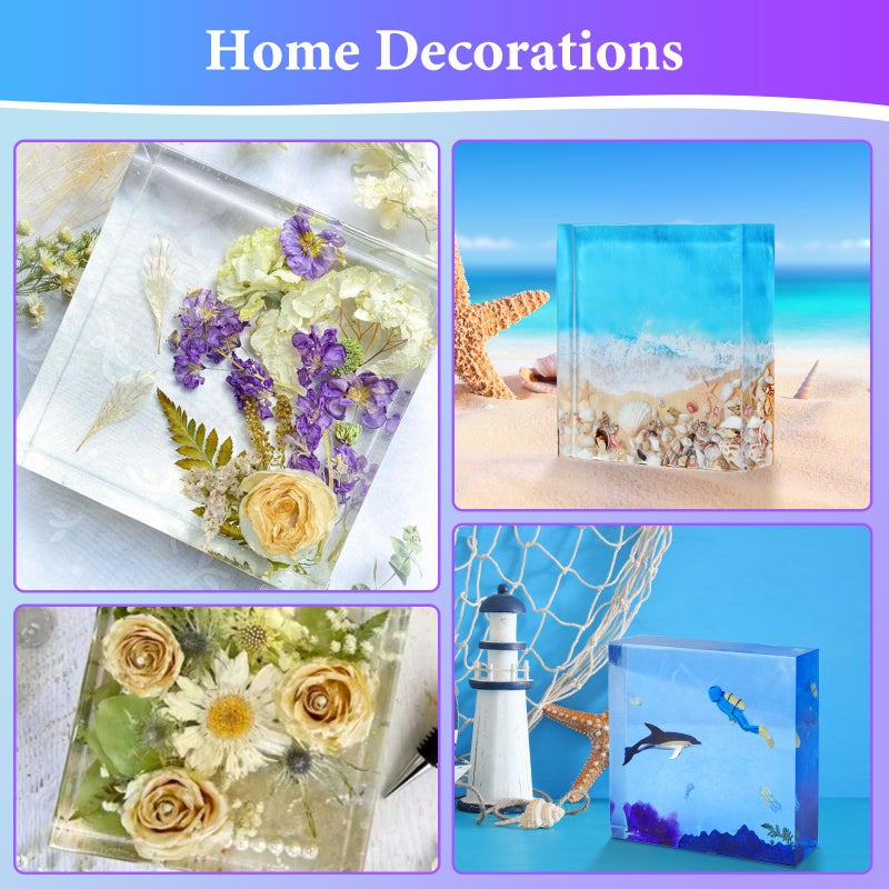 KISREL Large Square Resin Molds, Square Silicone Mold for Epoxy Resin, Large Mold for Flower Preservation, Deep Pour Molds for Furniture Decoration, DIY Wedding Bouquets, Valentine's Day Gifts - Image 4