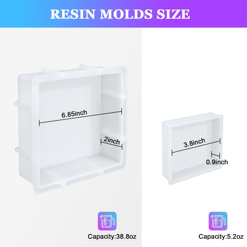KISREL Large Square Resin Molds, Square Silicone Mold for Epoxy Resin, Large Mold for Flower Preservation, Deep Pour Molds for Furniture Decoration, DIY Wedding Bouquets, Valentine's Day Gifts - Image 2
