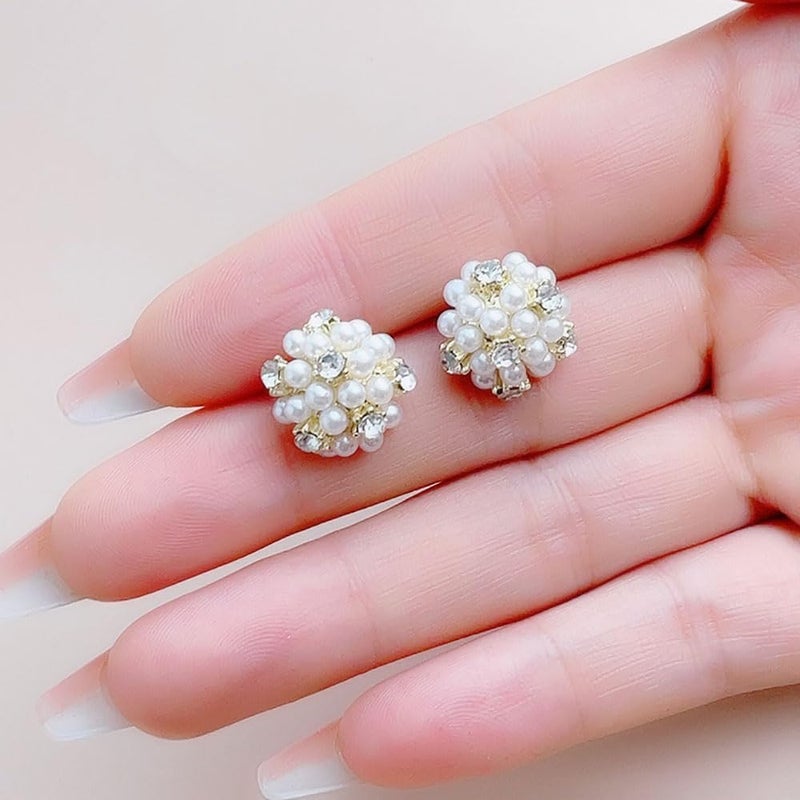 Shejuety Baroque Pearl Flower Cluster Women's Earrings S925 Silver Needle Round Rhinestone Earrings Jewelry Gifts Pearl Jewelry - Image 4