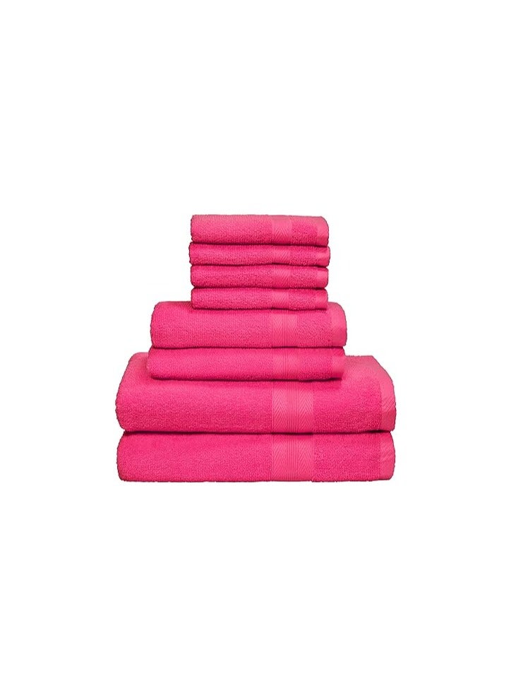 COMFY 8 PIECE COMBED COTTON FUSCHIA PINK HOTEL QUALITY COMBED COTTON TOWEL GIFT SET - Image 1