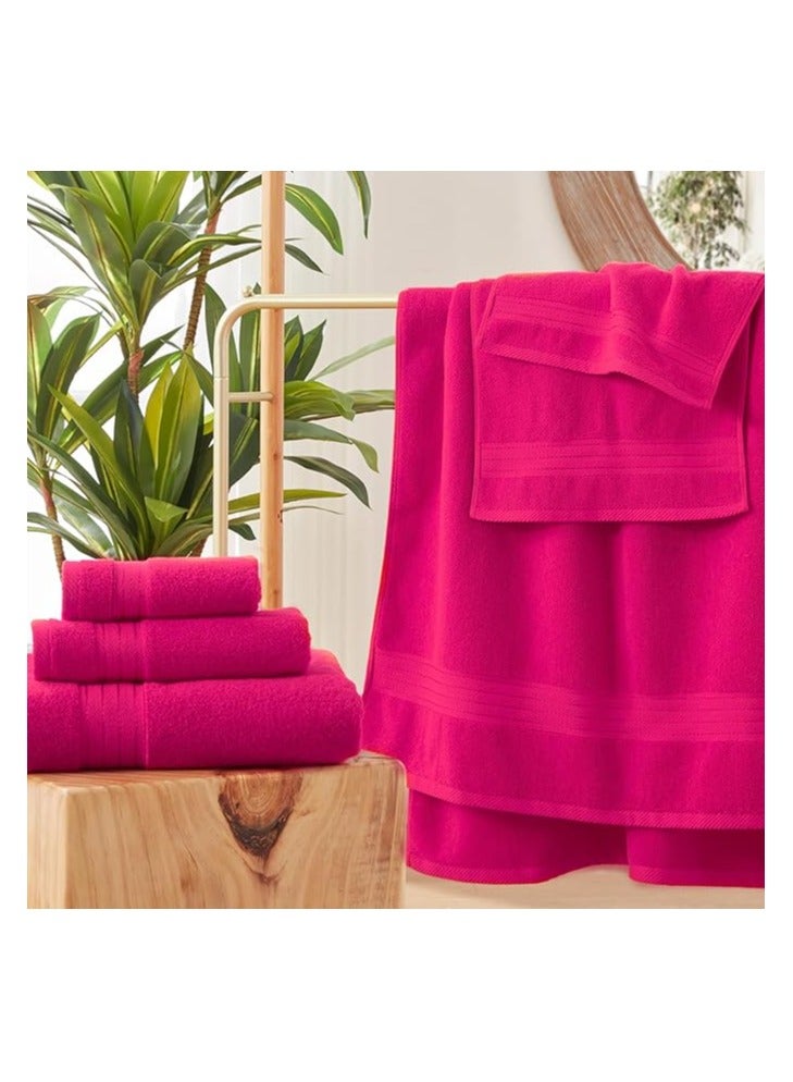 COMFY 8 PIECE COMBED COTTON FUSCHIA PINK HOTEL QUALITY COMBED COTTON TOWEL GIFT SET - Image 3