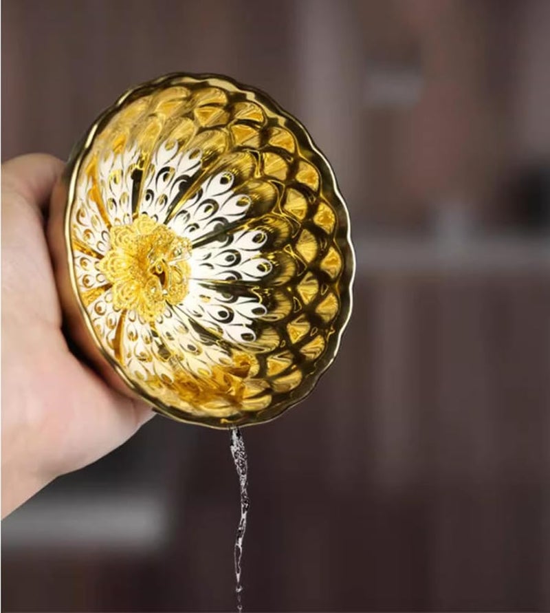 PEWRESLORS Beautiful Colorful Glaze Ceramic Tenmoku Tea Cup Handmade JianZhan Chinese Teaism Kungfu Tea Cup Tea with Gift Box(Gold Peacock) - Image 4