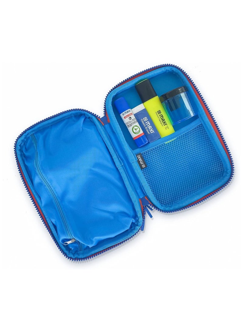 Maxi 24-Piece School Stationery Kit Double Zipper Pencil Case Blue - Image 4