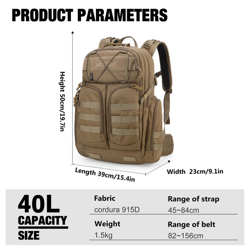 Mardingtop 40L Molle Tactical Backpack,Military backpack for Men, Cordura Backpack for Hiking,Camping,Hunting - Image 3