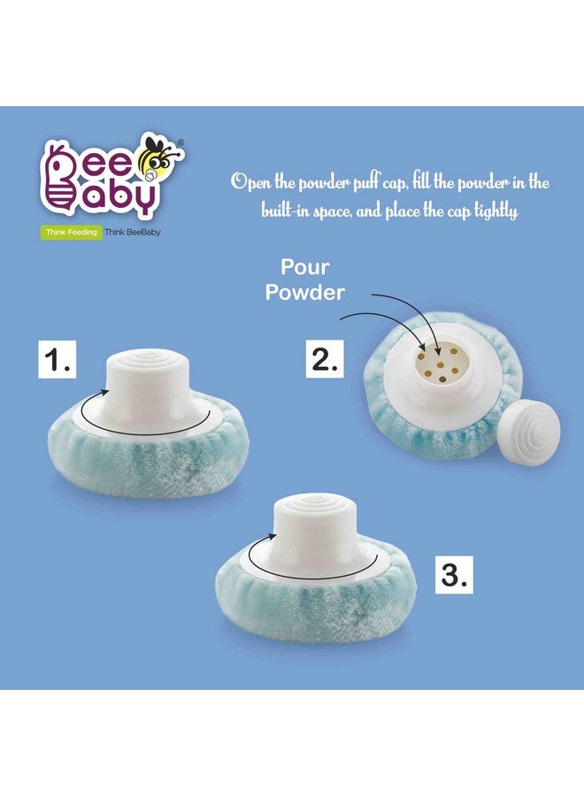 Beebaby Premium Powder Puff With Container For Baby (Blue) - Image 2