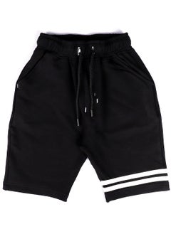 Andora Side Pockets Adjustable Drawstring Black & White Shorts - Black  - Image 1