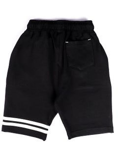 Andora Side Pockets Adjustable Drawstring Black & White Shorts - Black  - Image 2