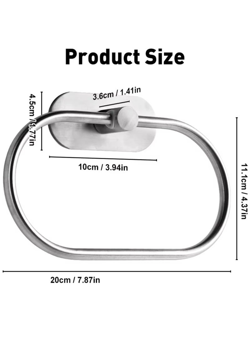 Generic Stainless Steel Towel Holder Self-adhesive Bathroom Towels Rack Black Washhand Hanger Ring Rail Bar Kitchen Storage Accessories  - Image 5